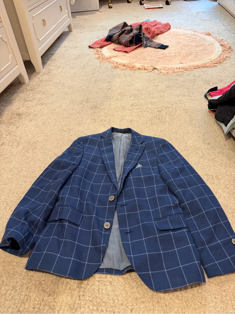 Lauren Ralph Lauren Navy Blue Windowpane Blazer